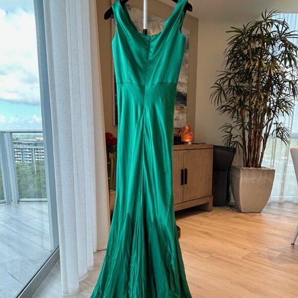 Dina Bar-El Emerald Green Silk Gown - Picture 3 of 9